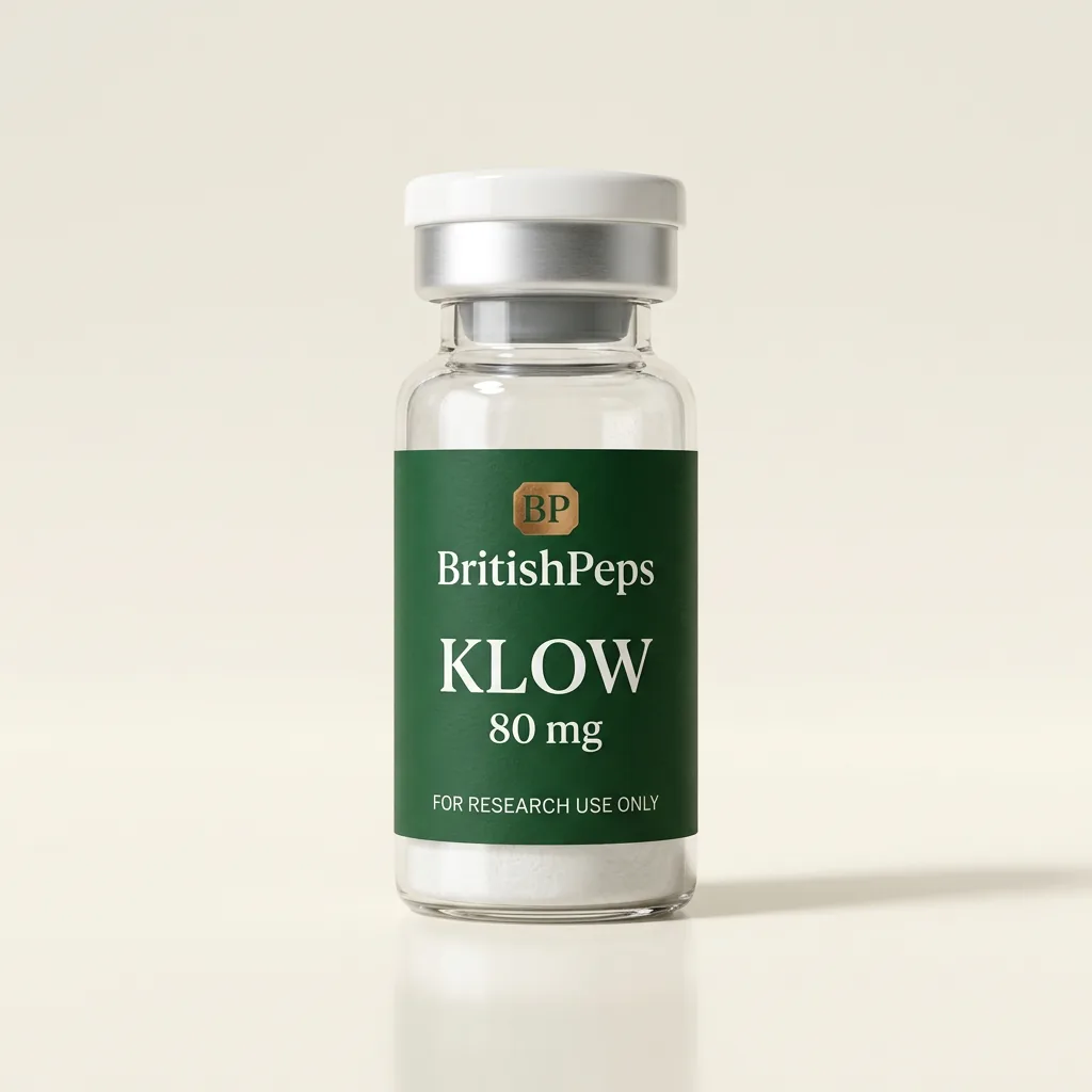 KLOW 80mg (BPC-157 + TB-500 + GHK-Cu + KPV) research peptide vial